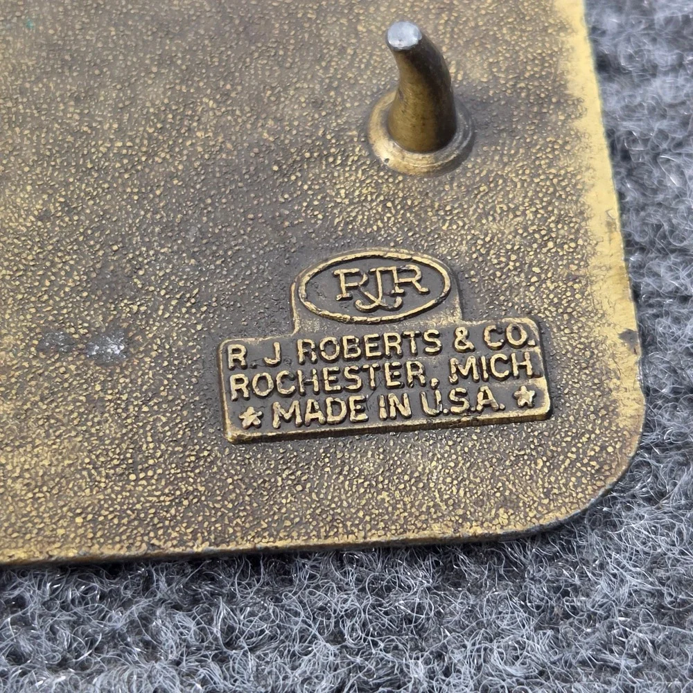 Vintage Shakespeare Ugly Stik Rods Belt Buckle Solid Brass RJ Roberts Made USA